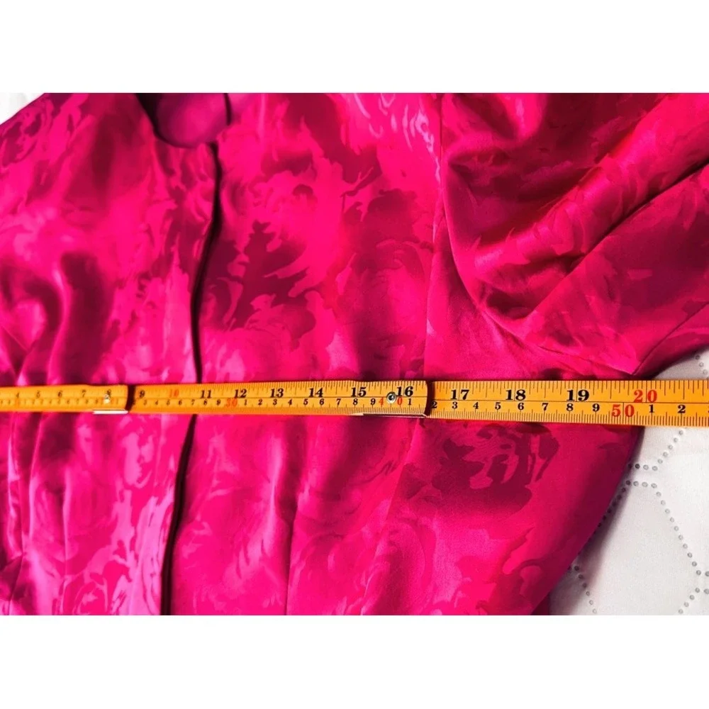Adrianna Papell Skirt Suit Women 10 Pink Excellent Silk Floral‎ Jacquard Peplum